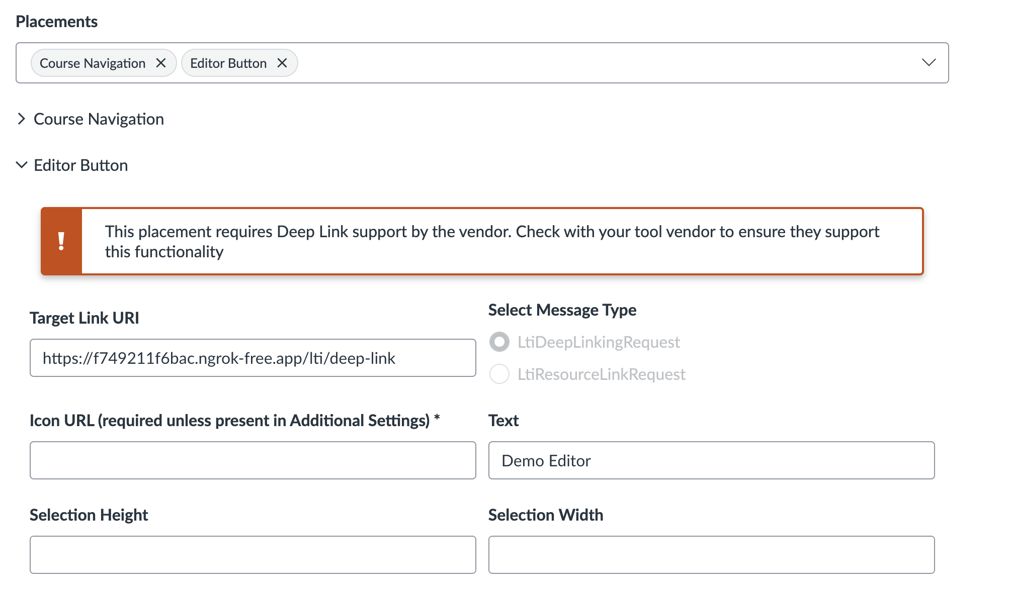 Canvas Placement Configuration